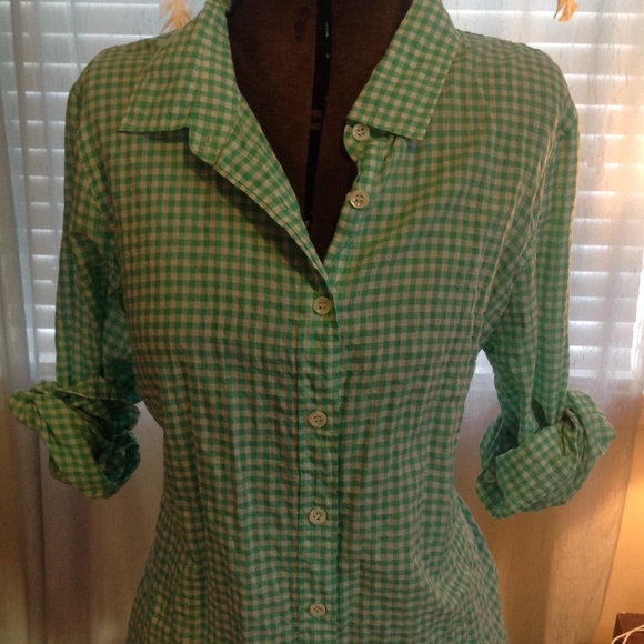 J Crew Mint gingham button down - Picture 3 of 3